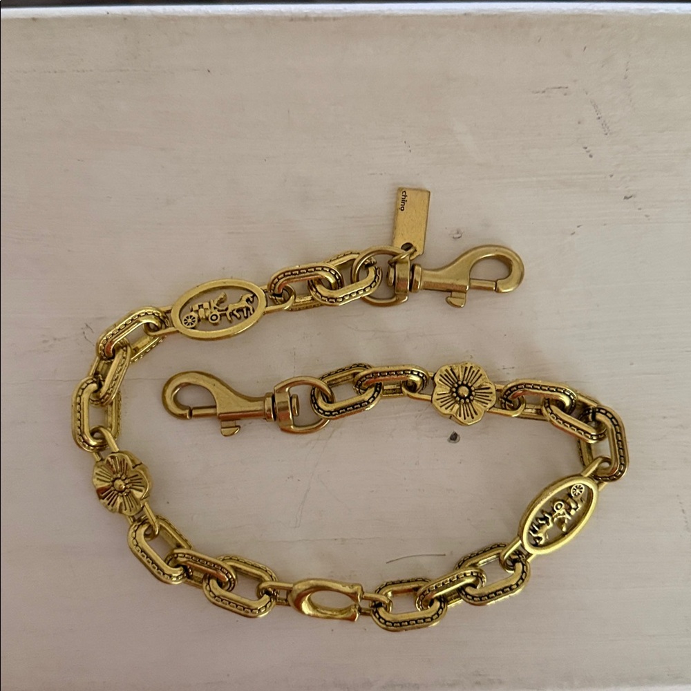 Gold Horse and Carriage Link Purse Chain